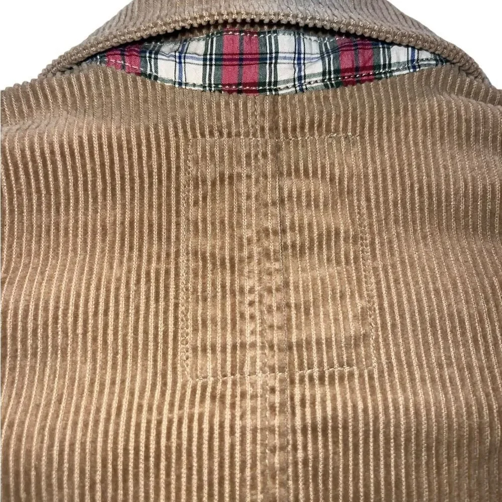 OshKosh B’gosh Boys Size 7 Tan Corduroy Blazer Plaid Lined Jacket